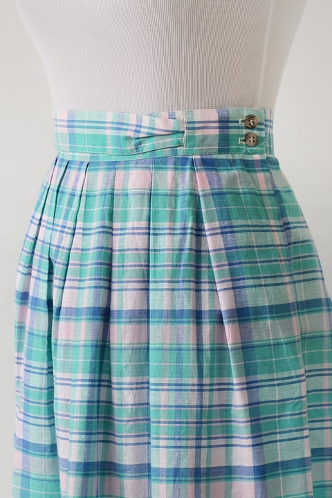 Image of SOLD Madras Cotton Unique Waist Skirt