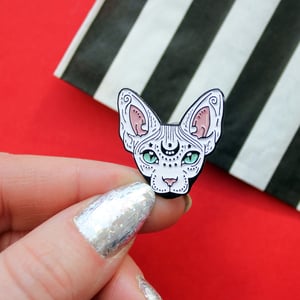 Image of Mystical Sphynx cat enamel pin, cat pin - badge - lapel pin