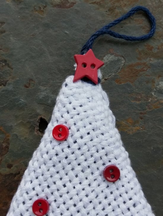 Image of Red, White and Blue Tree Ornament, handwoven