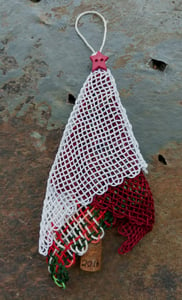 Image of Red Star Red Lace Tree Ornament, handwoven