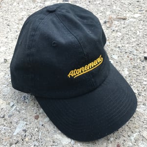 Image of Atonement Script Logo Dad Hat in Black/Gold
