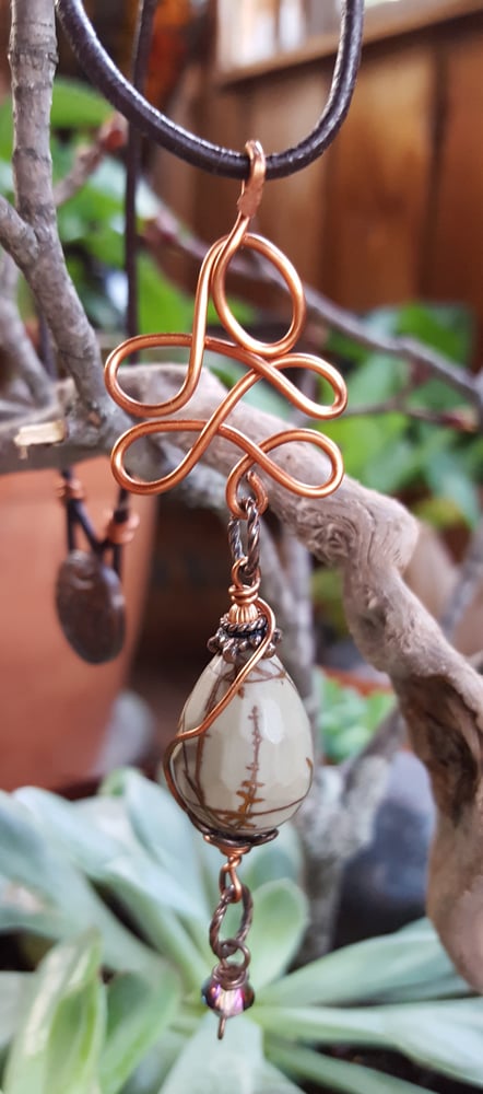 Image of  Picture Jasper Pendent on leather 