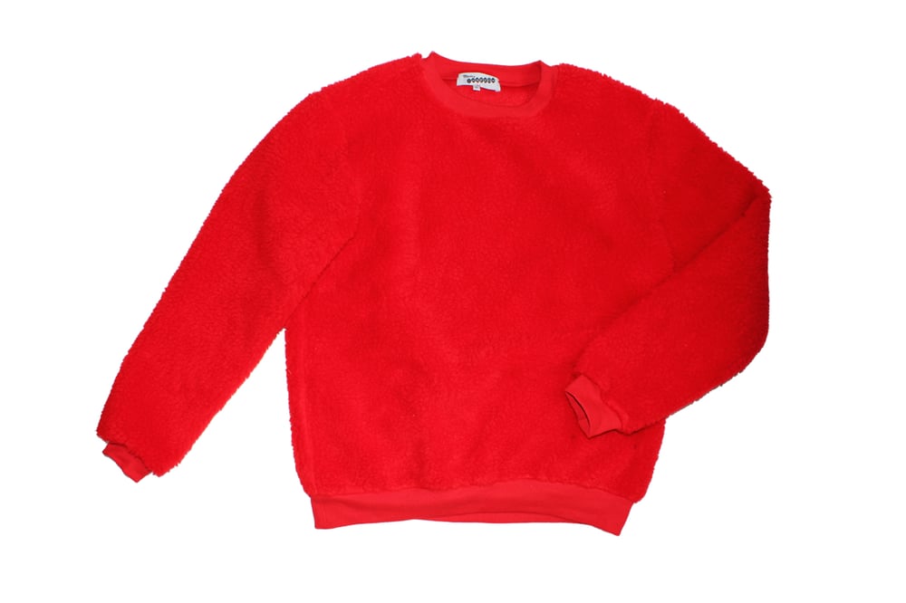 Image of Sudadera roja de borreguito . Red fur sweatshirt . OFERTA!
