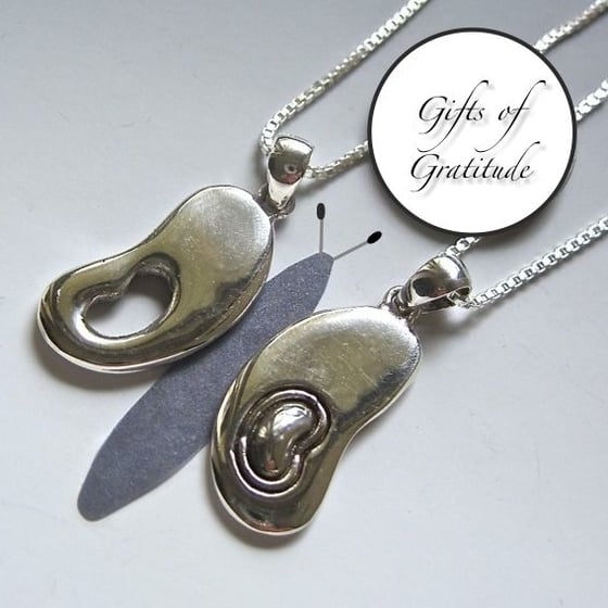 Image of KIDNEY Transplant Gift Set: Donor/Recipient Sterling "Butterfly Wing" Kidney Pendants 