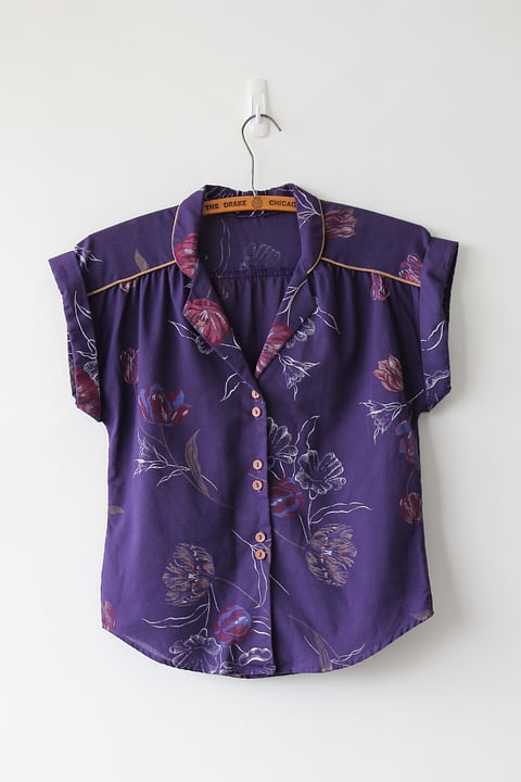 Image of SOLD Comfy Floral Purple Blouse