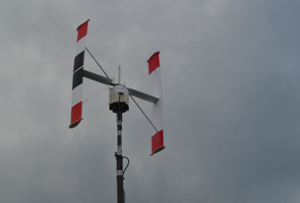 Image of VAWT Darrieus Vertical Axis Wind Turbine with 3 phase axial flux generator