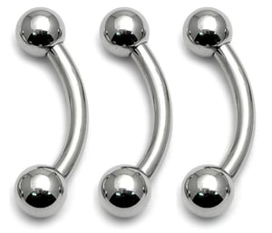 Image of Surgical Steel Curved Piercing Bar Micro Banana Barbell 1mm - 2.4mm