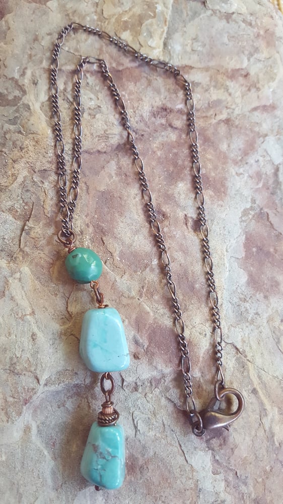 Image of  Turquoise and copper necklace
