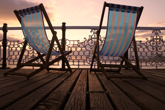 Image of Deckchairs at Sunset: NEW SIZE AVAILABLE