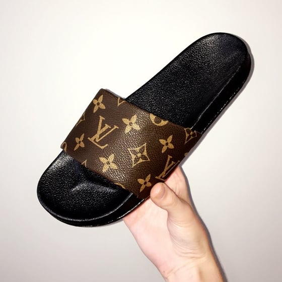 Image of Custom Louis Vuitton Sandals - BLACK