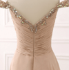 Champagne Sweetheart Off Shoulder Beaded and Sequined Prom Dresses, Long Prom Dresses 2018