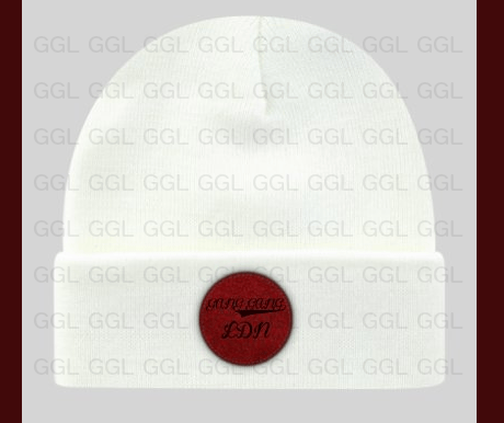 Image of GGL's 1st Edition Exclusive White Leather Engraved Beanie. (Limited)