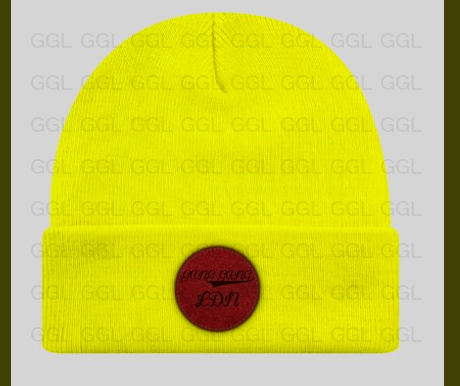 Image of GGL's 1st Edition (Exclusive) Yellow Leather Engraved Beanie. (Limited)
