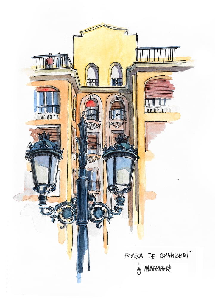 Image of Plaza de Chamberí - Madrid, Spain | Print | Urban Sketch