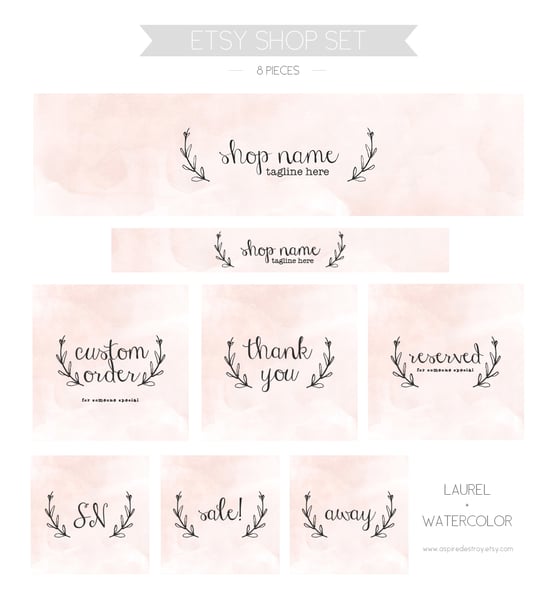 Image of Etsy shop set - pink laurel