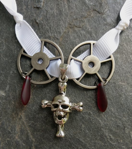 Image of Skull & Crossbones choker, handmade