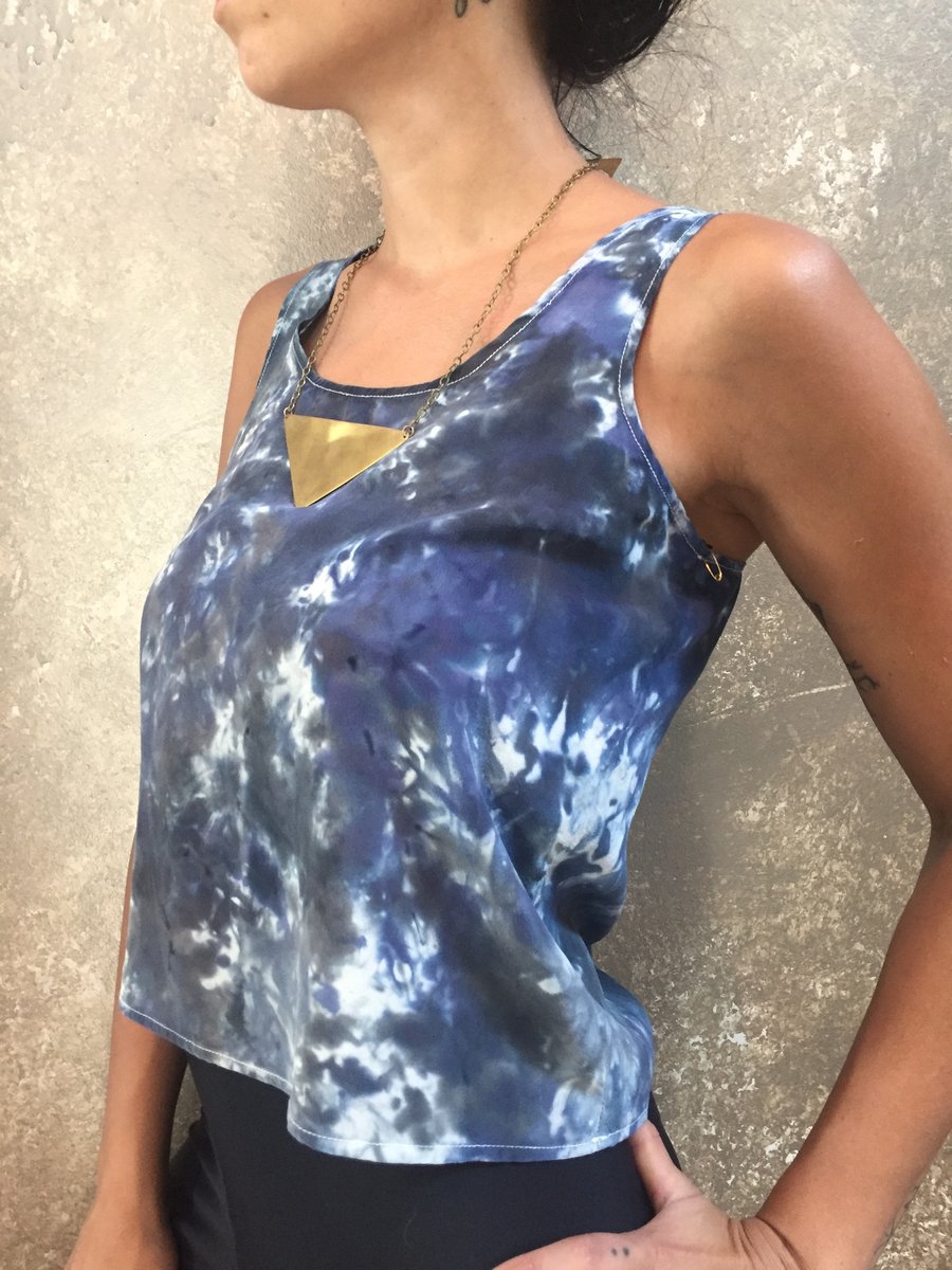 Image of BLUE GALAXY DYED SILK TANK