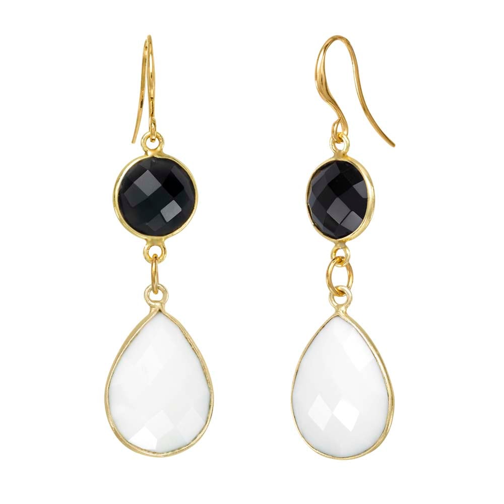 Image of BLACK & WHITE ONYX EARRINGS