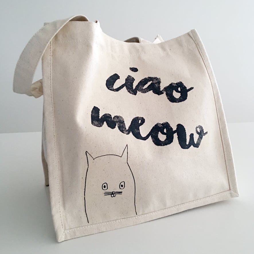 Image of 'Ciao Meow' organic canvas bag