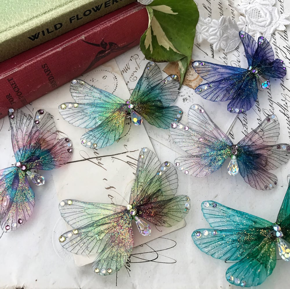 Image of Pretty rainbow faerie wing hair adornments