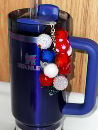 Image 1 of Fourth of July Memorial Day Patrotic Red White and Blue Tumbler Straw Bauble