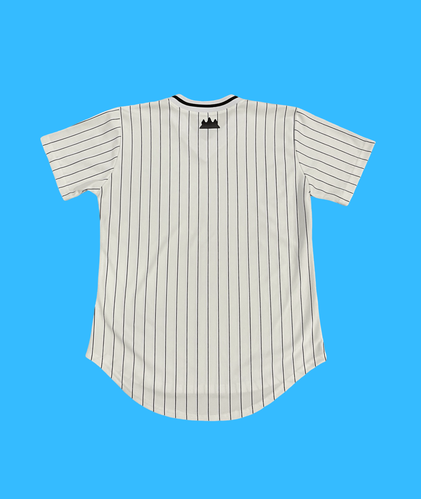 Image of White/Black V-Neck X Design Pinstripe Jersey