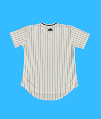 Image 2 of White/Black V-Neck X Design Pinstripe Jersey