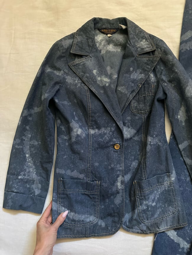 70s denim cloud-dye trouser suit pants