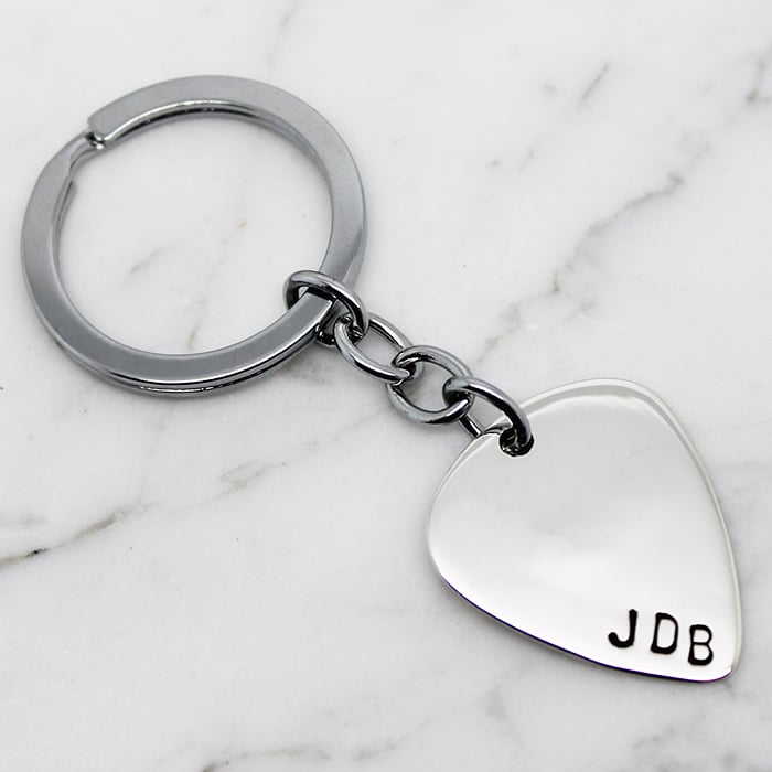 Personalised Guitar Pick Key Chain H&J