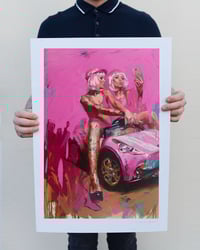 Image 2 of Limited Edition 'PINK CAR SELFIE' Lithograph Print