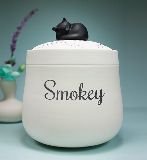 Image of Darling Ebony Pet Urn, Black Cat Urn