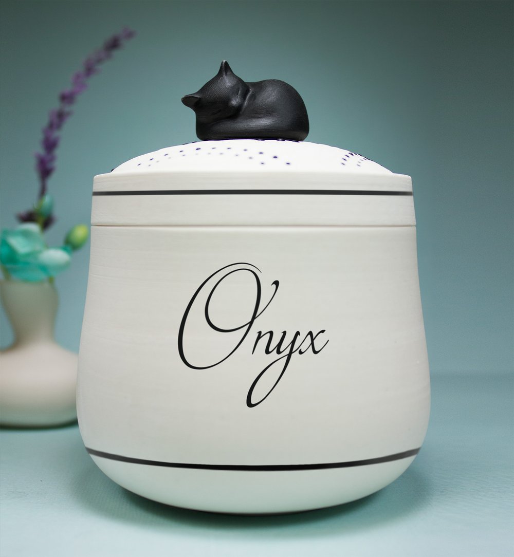 Image of Darling Ebony Pet Urn, Black Cat Urn