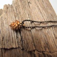 Image 3 of Simple Pine Cone Necklace (Silver or Gold on Gunmetal)