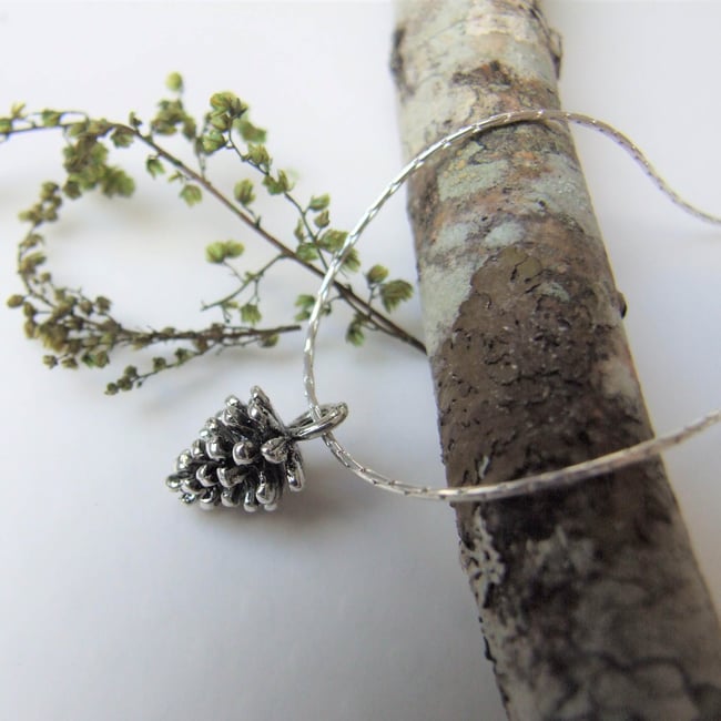 Simple Pine Cone Necklace (Antique Pewter)