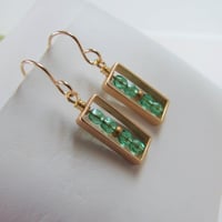 Image 1 of Emerald Rectangle Earrings