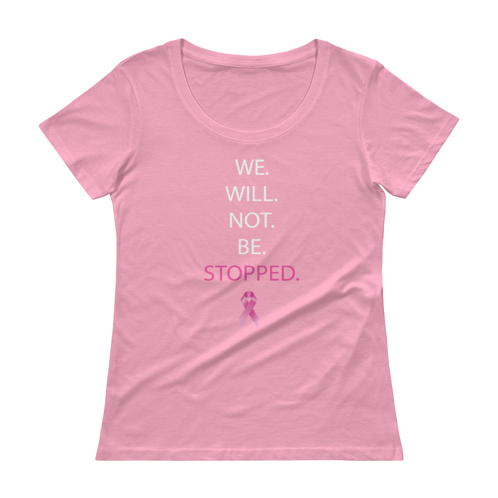 Image of Ladies Fit We Will Not Be Stopped Breast Cancer Tee in Pink or Black