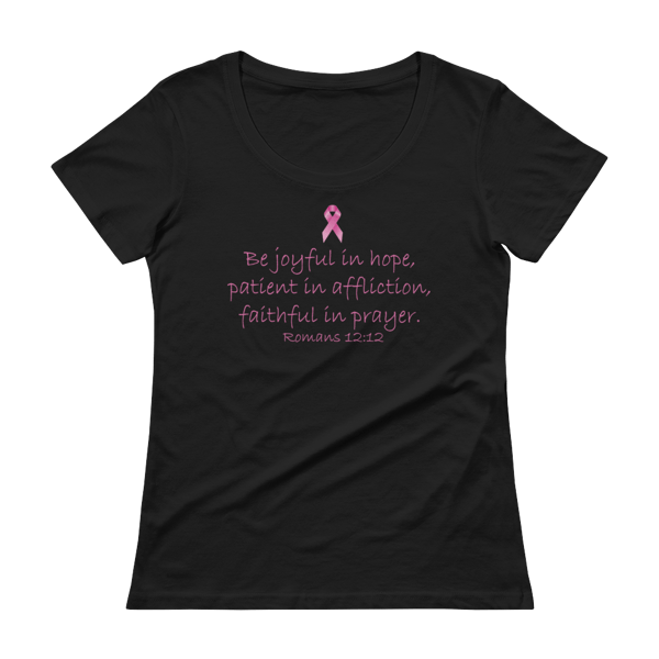 Image of Ladies Fit Be Joyful Breast Cancer Tee in Black or Pink