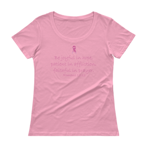 Image of Ladies Fit Be Joyful Breast Cancer Tee in Black or Pink