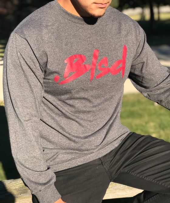 Image of Blsd Charcoal Heather/Burgundy Long Sleeve Tee