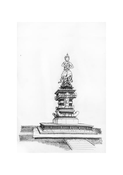 Image of Lord Indra Statue Sketch (unframed)