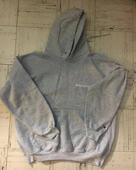 Image of Vintage Champion Hoodie Heather Grey Hooded Sweatshirt Fleece Pullover