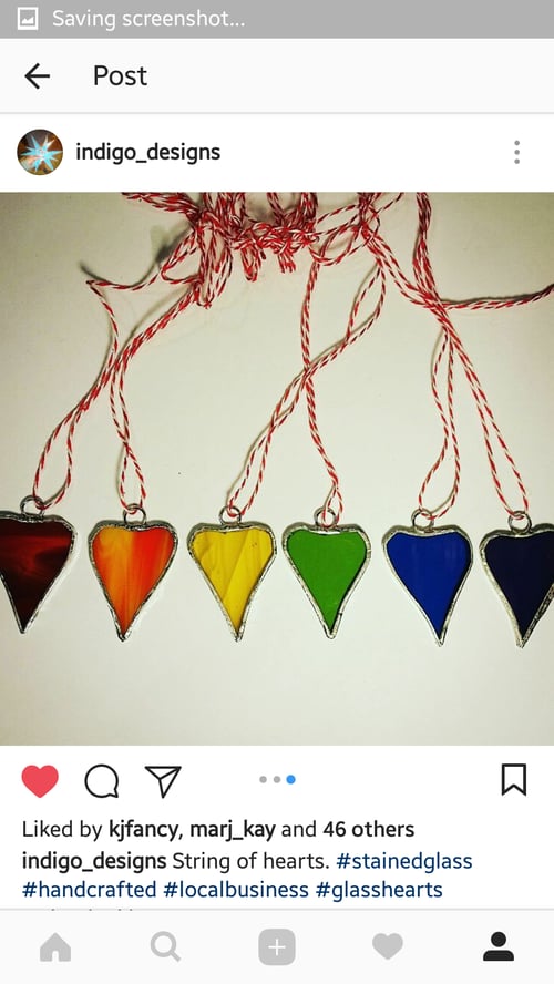 Image of String of Hearts(5)-stained glass