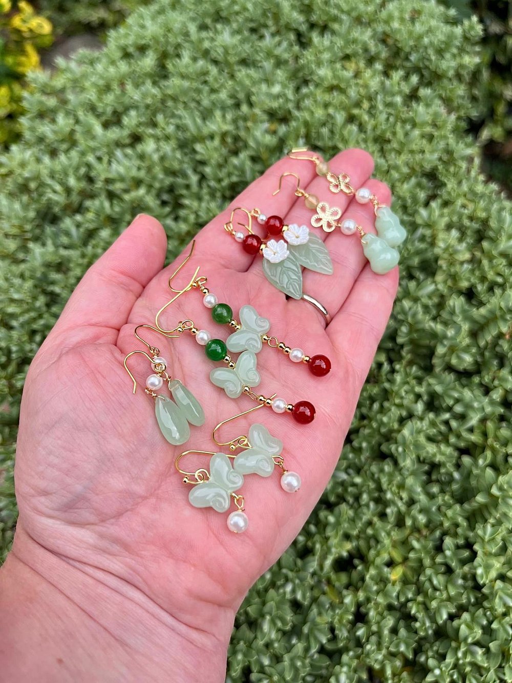 jade green ethereal earrings!