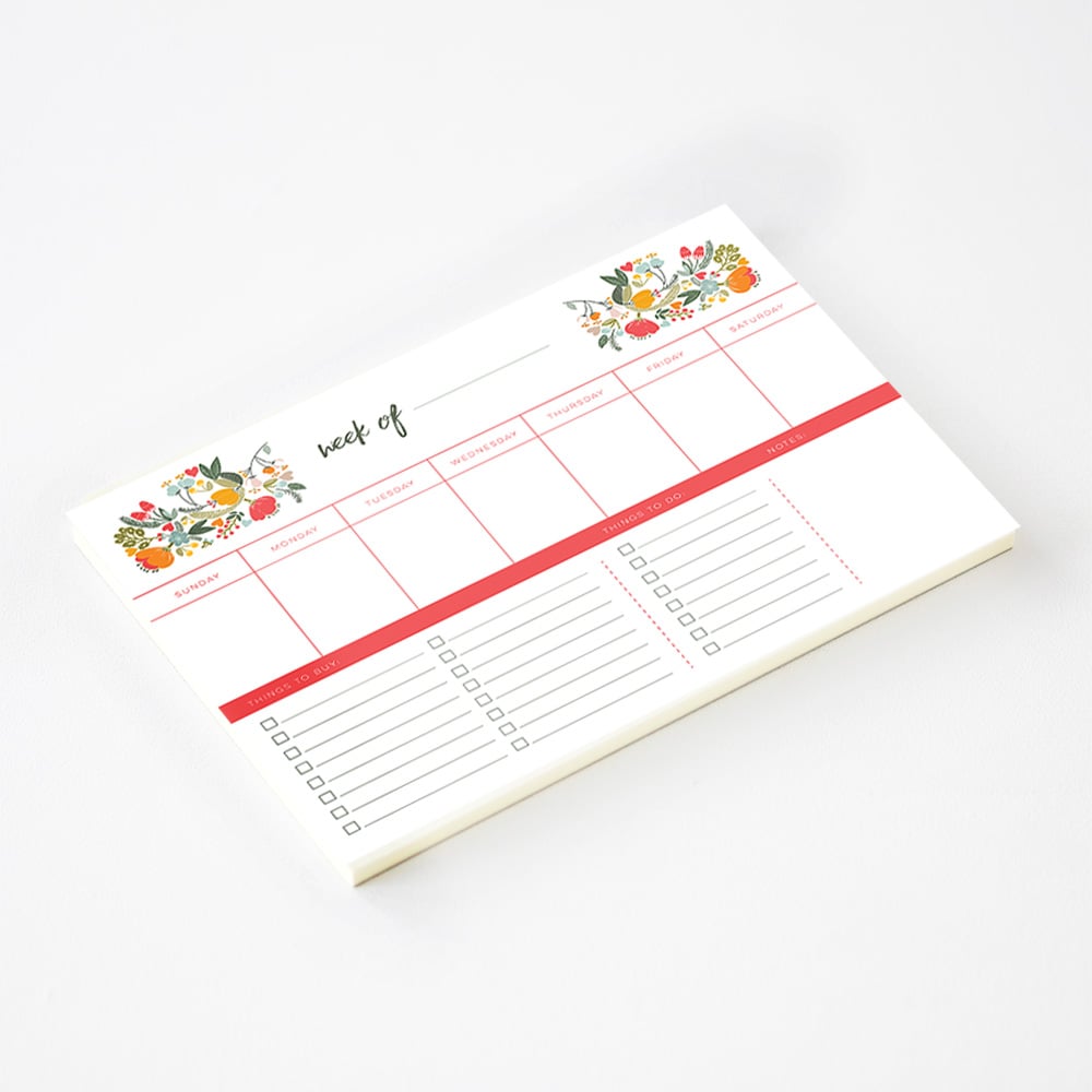 Image of WEEKLY PLANNER NOTEPAD - Floral