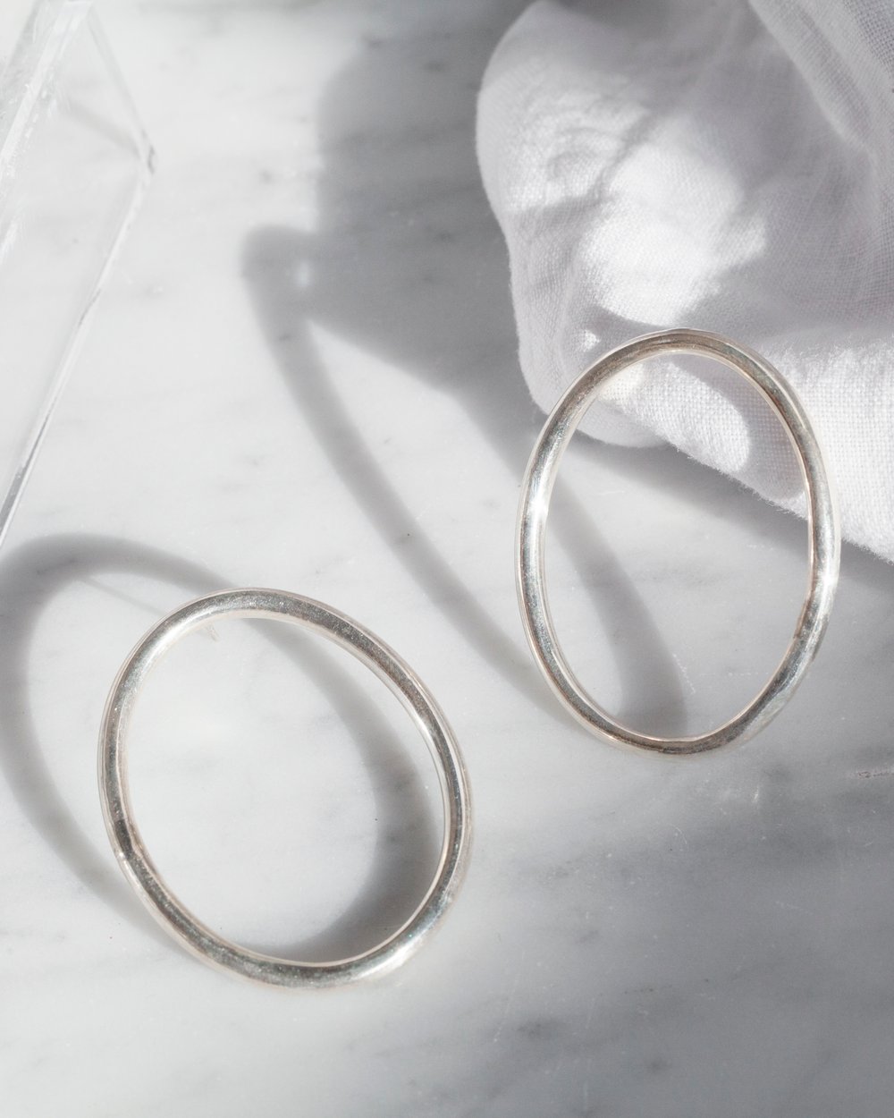 Image of Sterling Silver Oval Hoop Earrings