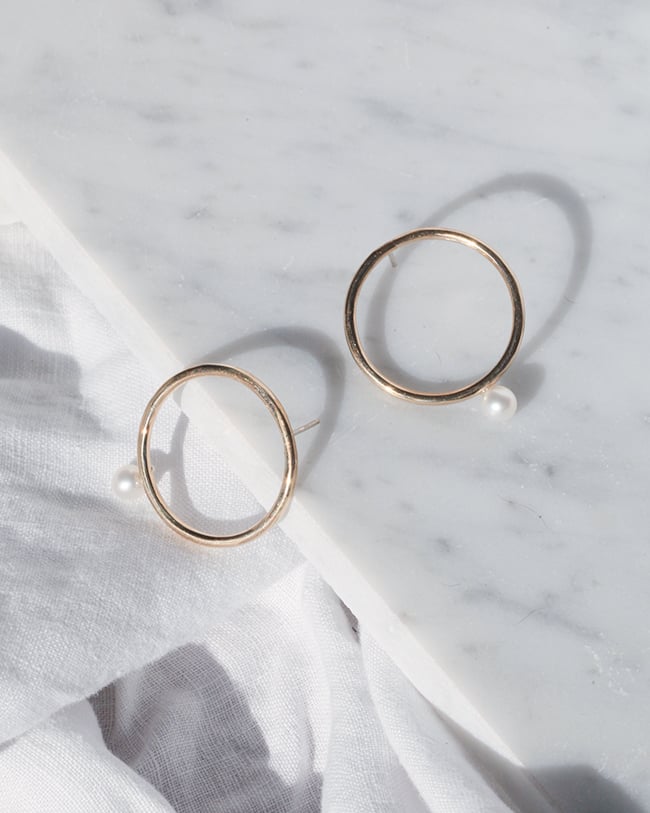Image of Hoop Pearl Earrings