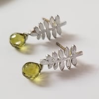 Image 2 of Tiny Fern Frond Earrings - Silver