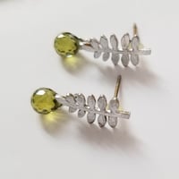 Image 4 of Tiny Fern Frond Earrings - Silver