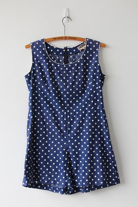 Image of SOLD Comfy Dotty Blue Romper