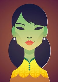 Image 2 of Green Lady v2 Greeting Card